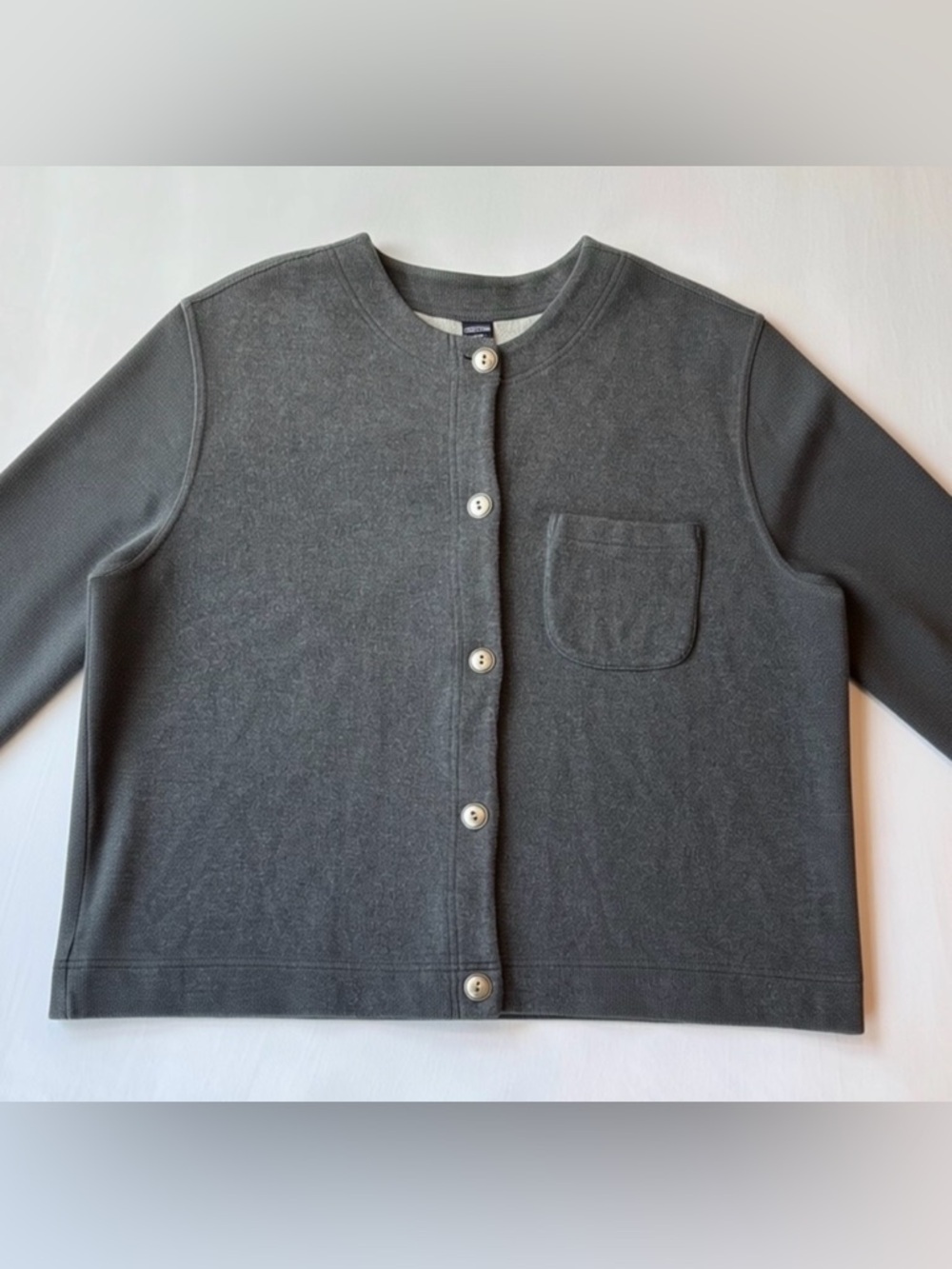 Lands’ End Gray Button Front Sweatshirt. Size Large (14 / 16)
